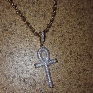 24k Gold Diamond Ankh
